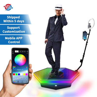 Portable 360 ​​Photo Booth Platform Wireless Tempered Glass Wedding Business 360 Video Booth